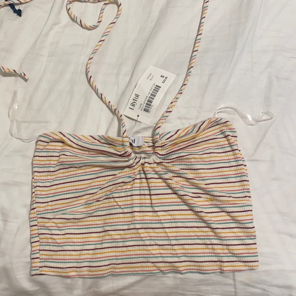 Multy colored stripe halter top